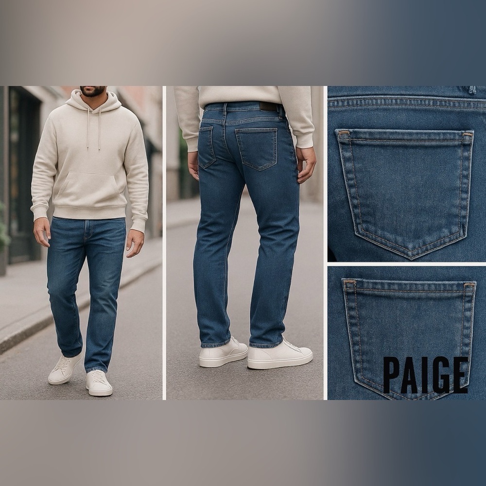 PAIGE Federal Slim Fit Jeans 👖 Men’s 40x31 Blue Stretch Denim Made in USA 🇺🇸